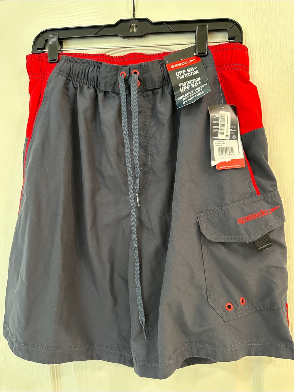 Speedo Men’s Navy and Red Athletic Swim Shorts